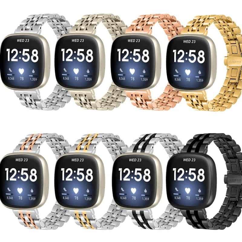 For Fitbit Versa 4 Versa 3 Sense 1 Sense 2 Smart Watch Replacement Stainless Steel Metal Replacement Strap Loop Bracelet For Women Men For Fitbit Versa 4 Versa 3 Sense 1 Sense 2 Smart Watch Replacement Stainless Steel Metal Replacement Strap Loop Bracelet For Women Men